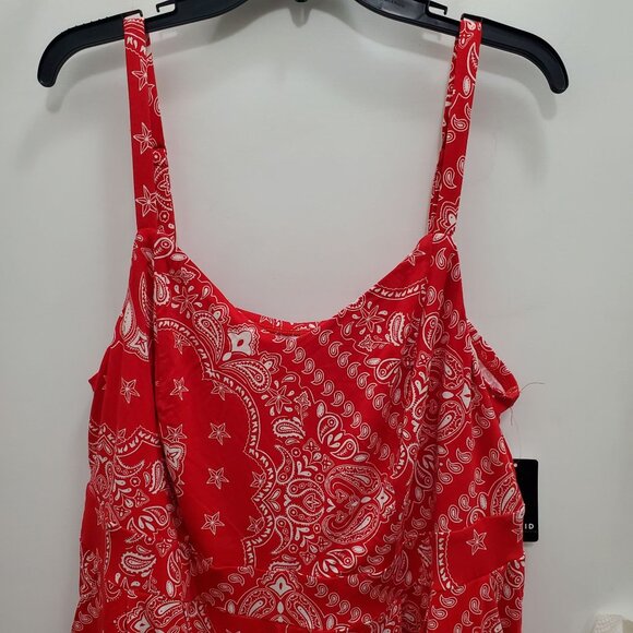 Torrid Supersoft Red White Paisley Bandana Sleeveless V-neck Romper NWT Plus 2‎ - Picture 2 of 8